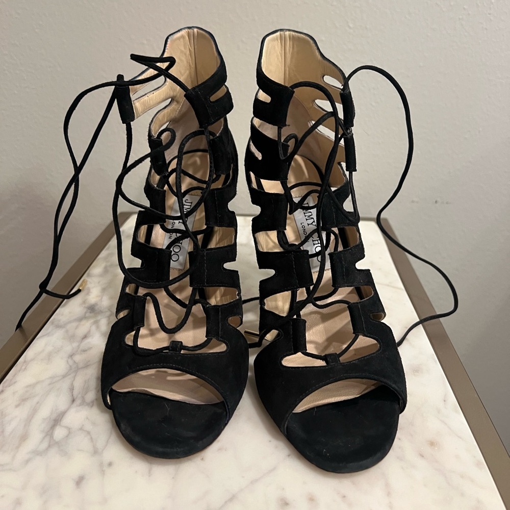 Jimmy Choo black suede heels 38